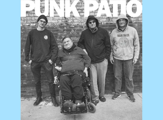 Punk Patio with Steve Steve and friends recreating the Ramones album cover for their trivia team called Punk Patio.