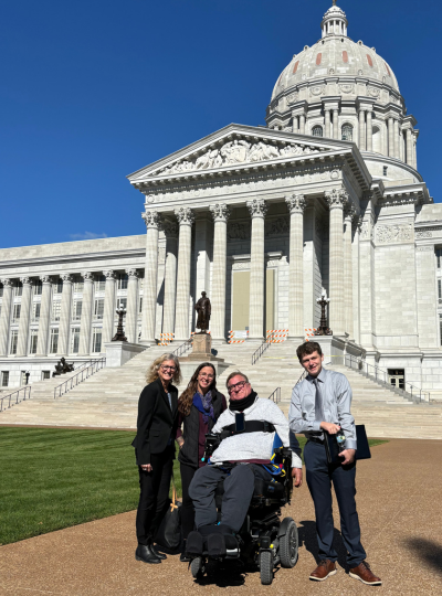 Steve in Jeff City 2024 Steve and colleagues in front of the Missouri state capitol.
