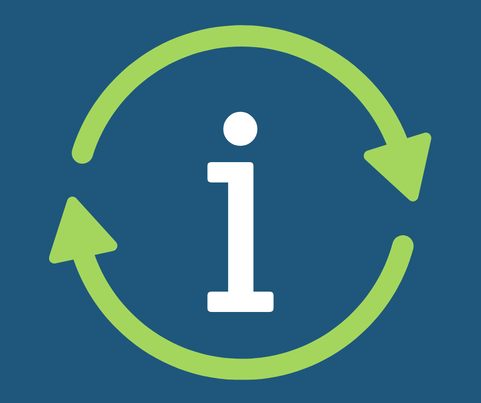 Information icon with 2 arrows around it.