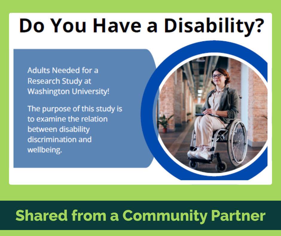 Shared from a Community Partner: Screenshot of the top of a flyer "Do you have a disability?"